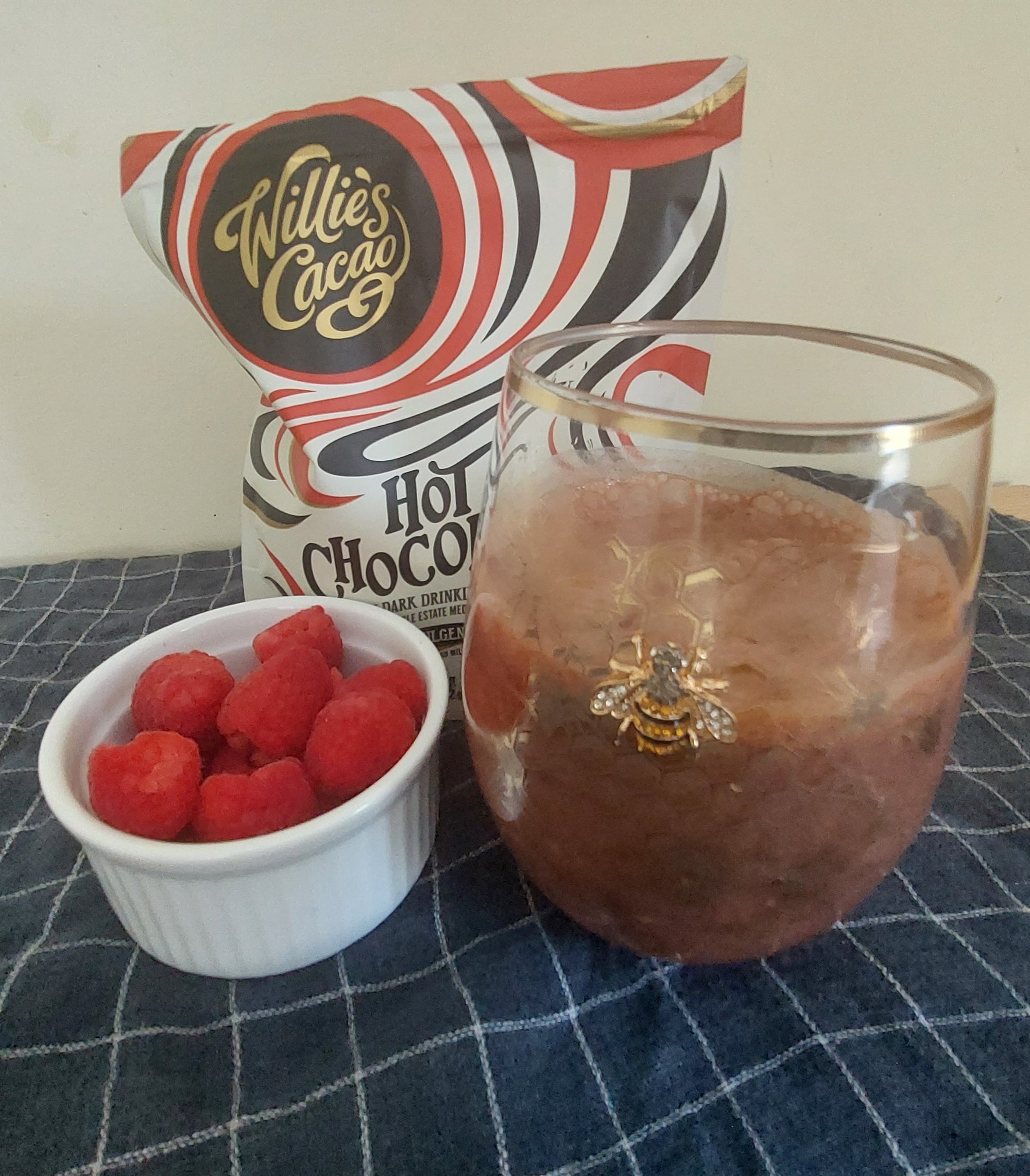 Iced chocolate and raspberry smoothie